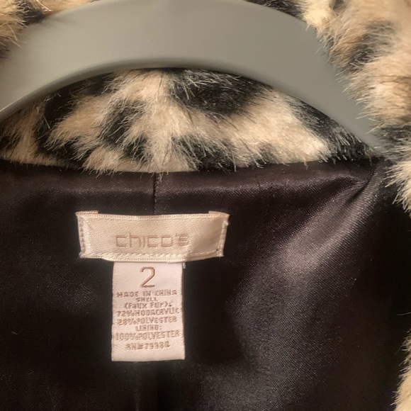 CHICO, FUR LEOPARD JACKET. Size 2 or 12 Large. 3/4 sleeves, BEAUTIFUL and SOFT. - Picture 3 of 4